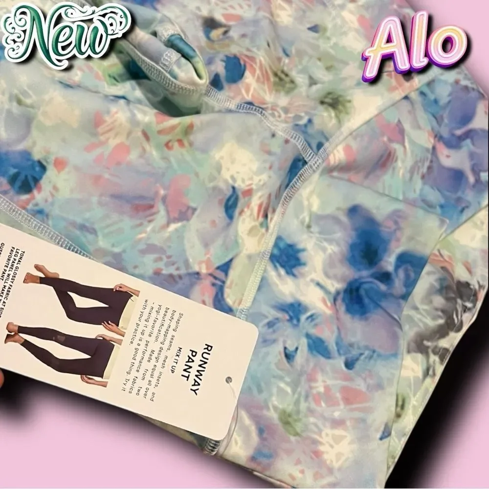 NWT ALO Yoga Runway Pant - XS - Floral Camo/Blue Mesh